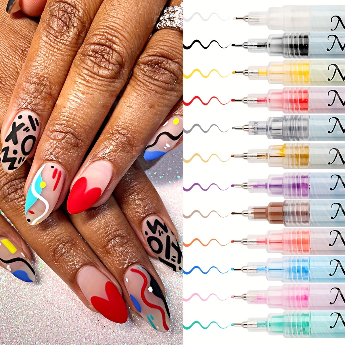 Buy Store2508 Nail Art Combo, Nail Art Pen Set of 5,15pc Nail Brush Set,10  pc Stripping Roll Tape and A French Manicure Nail Art Tip Sticker. Online  at Lowest Price Ever in