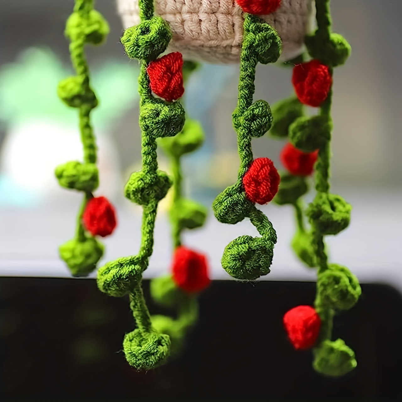 Hand woven Flower Basket Pendant Imitation Plant Pendant Car - Temu