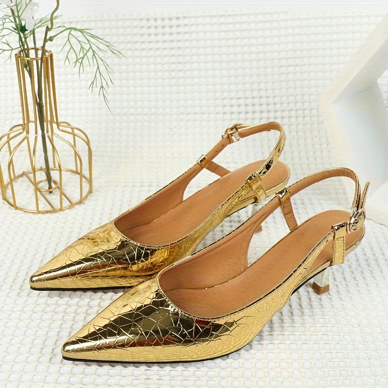 Gold shoes 2 inch on sale heel