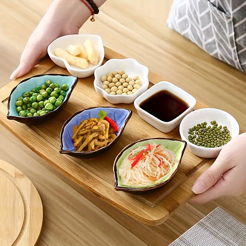  Now Designs Leaf Ceramic Pinch Bowl Set, Mini Bowls for Dipping  and Seasoning-Soy Sauce Dish, Set of 6, 2 oz