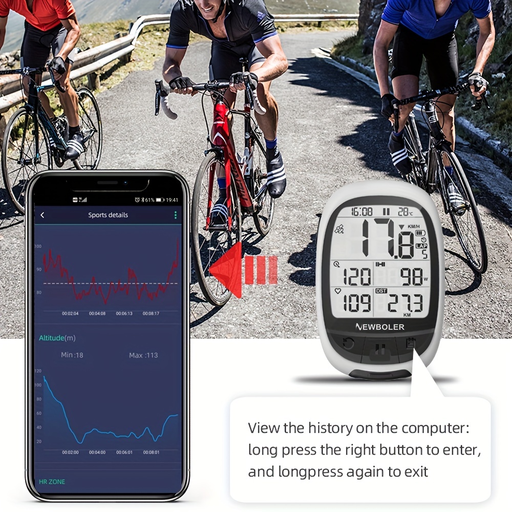 NEWBOLER GPS Compteur De Vitesse Pour Vélo, Ordinateur De Vélo Sans Fil  ANT+ Étanche Pour Le Cyclisme En Extérieur