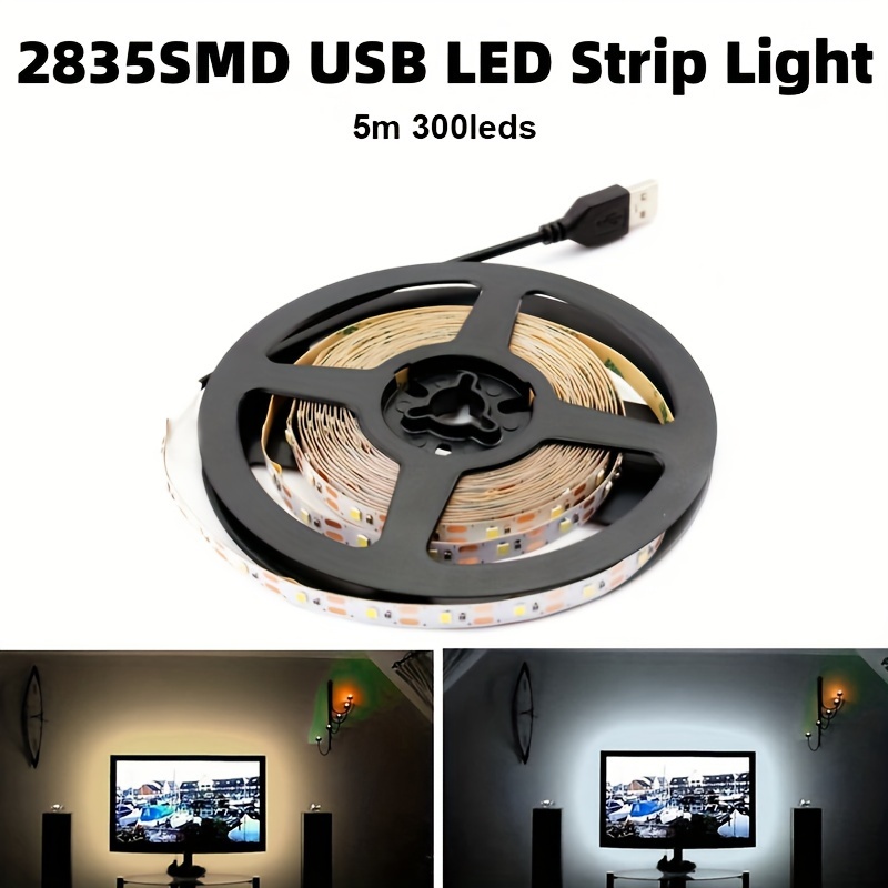 DC 5V USB LED tiras 2835 2M 6.56FT blanco cálido tira LED tira luz TV fondo  iluminación cinta decoración hogar lámpara