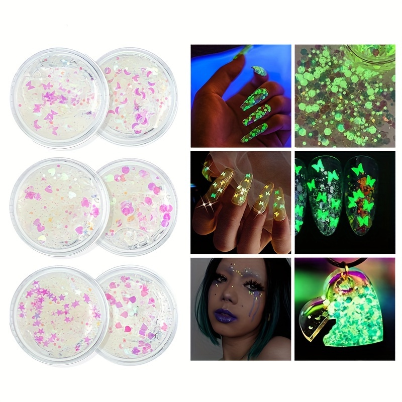 Glow in The Dark Body Face Glitter Gel, 12 Colors Luminous Iridescent  Chunky Glitter, Self-Adhesive UV Black Light Glitter for  Body/Face/Hair/Eyeshadow, Glitter for Carnival Party Halloween Makeup