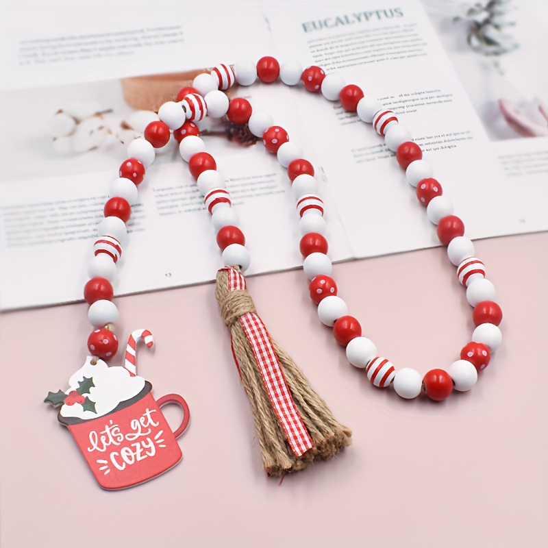 Red and White Wood Bead Garland