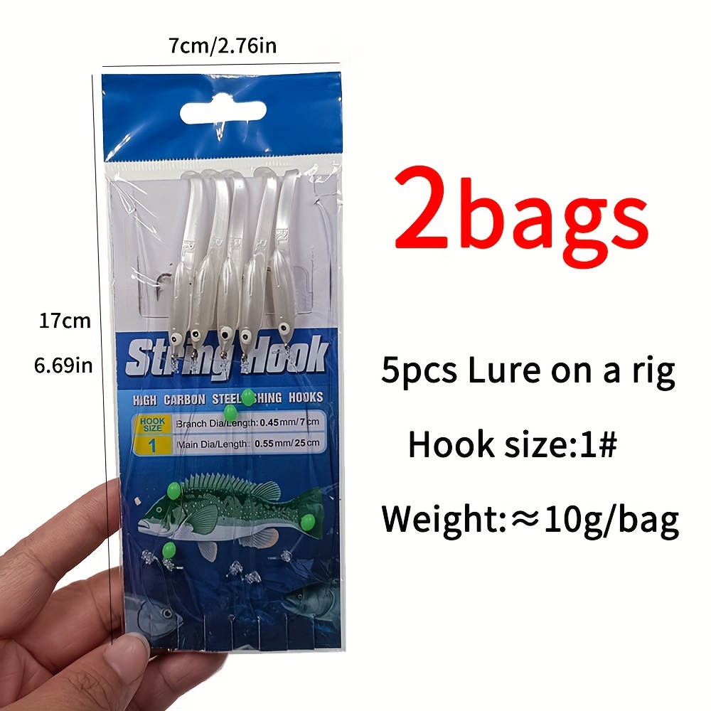 2/3bags Fishing String Hook Eel Sabiki Rig Small White - Temu