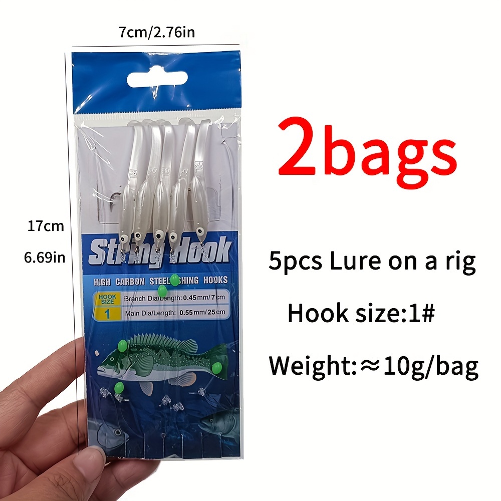 2/3bags Fishing String Hook Eel Sabiki Rig Small White - Temu New