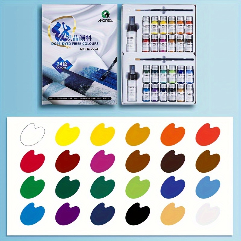 Marie's 12/24/36 Colors Dope-Dyed Fiber Permanent Fabric Paint Set 10ml  Waterproof Textile Acrylic Paints For Diy Clothes Canvas