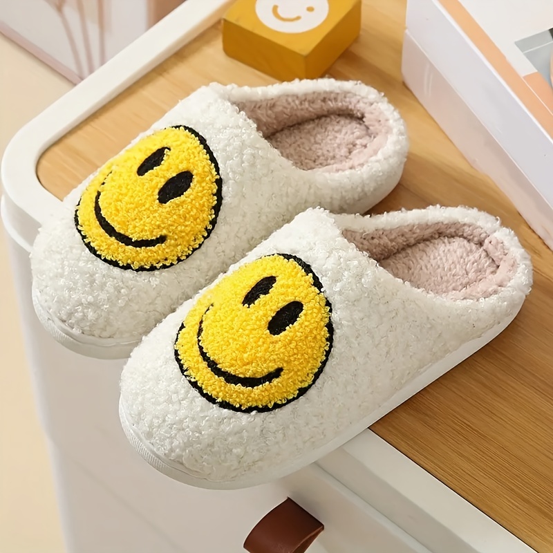 Cute Cartoon Happy Face Soft Cozy House Slippers Girls Anti - Temu Portugal