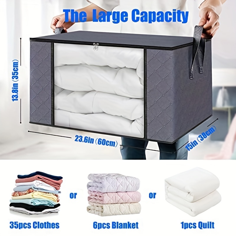 Storage Bags for Clothes, 4PCS Closet Organizers and Storage Bags, 90L  Large Capacity Clothing Storage Bags with Clear Window, 3 Layer Fabric  Storage