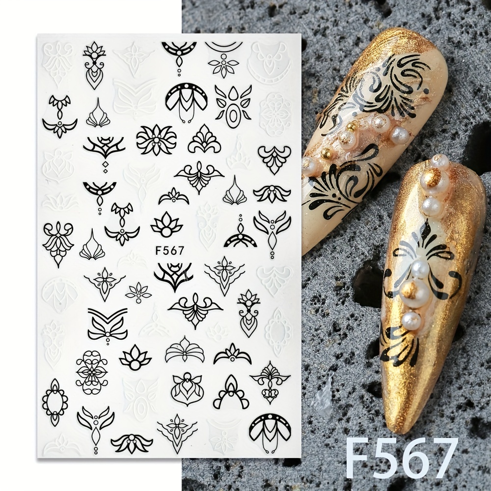 Nail Art Stickers Heart Letters Willow Totem Geometrical Design