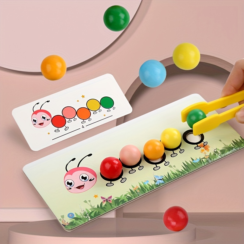 Rainbow Clip Bead Puzzle Board Game for Toddlers