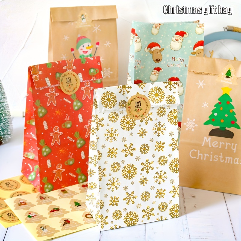 CCINEE Bolsas de regalo de Navidad, 24 bolsas de regalo de papel Kraft para  regalo de fiesta de Navidad Suministro de embalaje