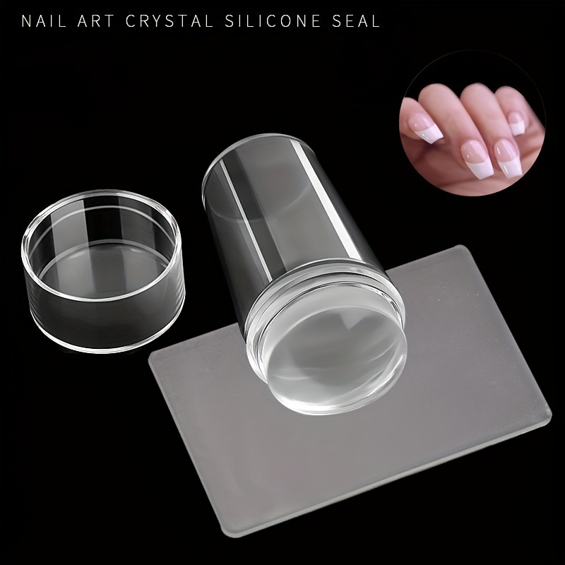 1pc Silicone Nail Stamper,ABS Nail Art Seal With Cover Silicone