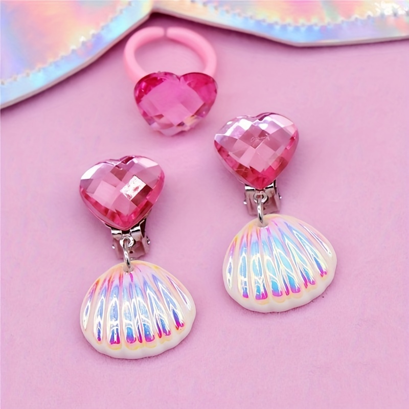 Girls Mermaid Tail Bag & Shell Pendant Bracelet Set