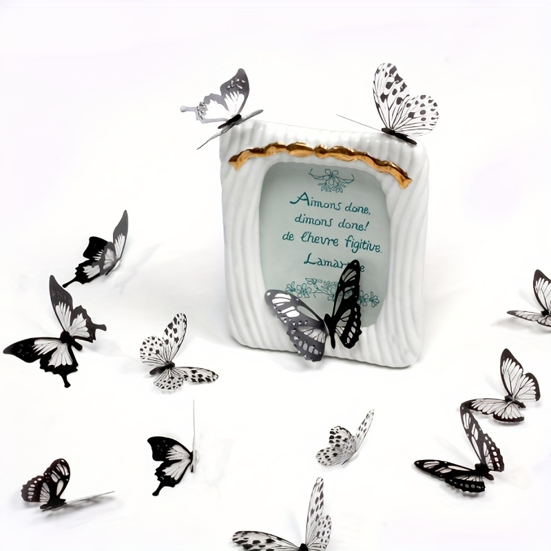 Black And White Butterfly Stickers 3d Stereo Simulation - Temu Germany