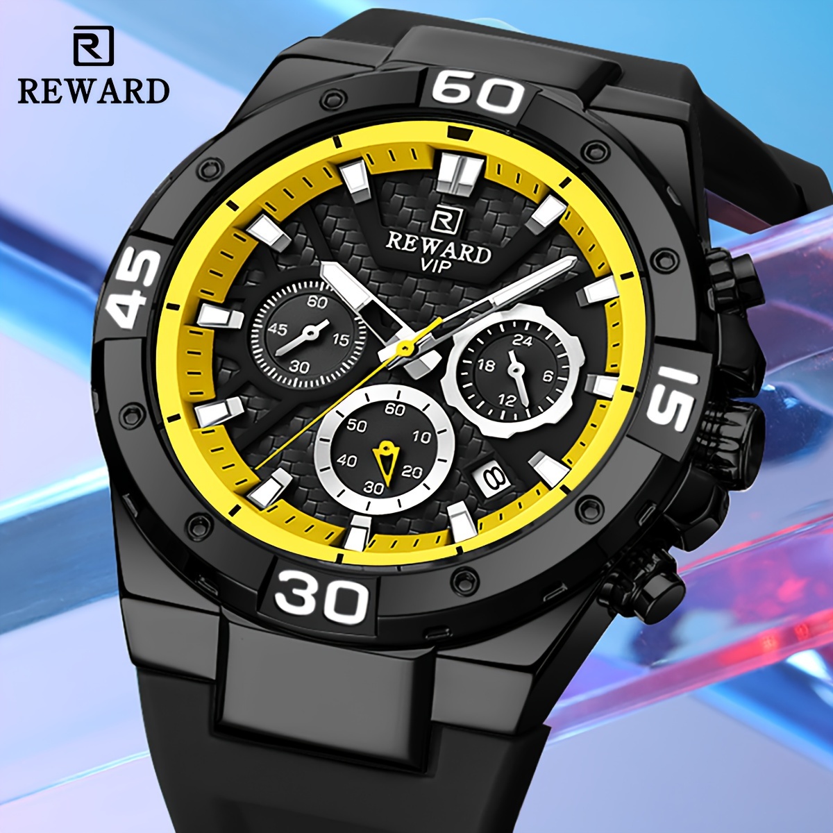 

Reward Chronograph Quartz Watch For Men, Big Dial Sport Waterproof Silicone Strap Watch