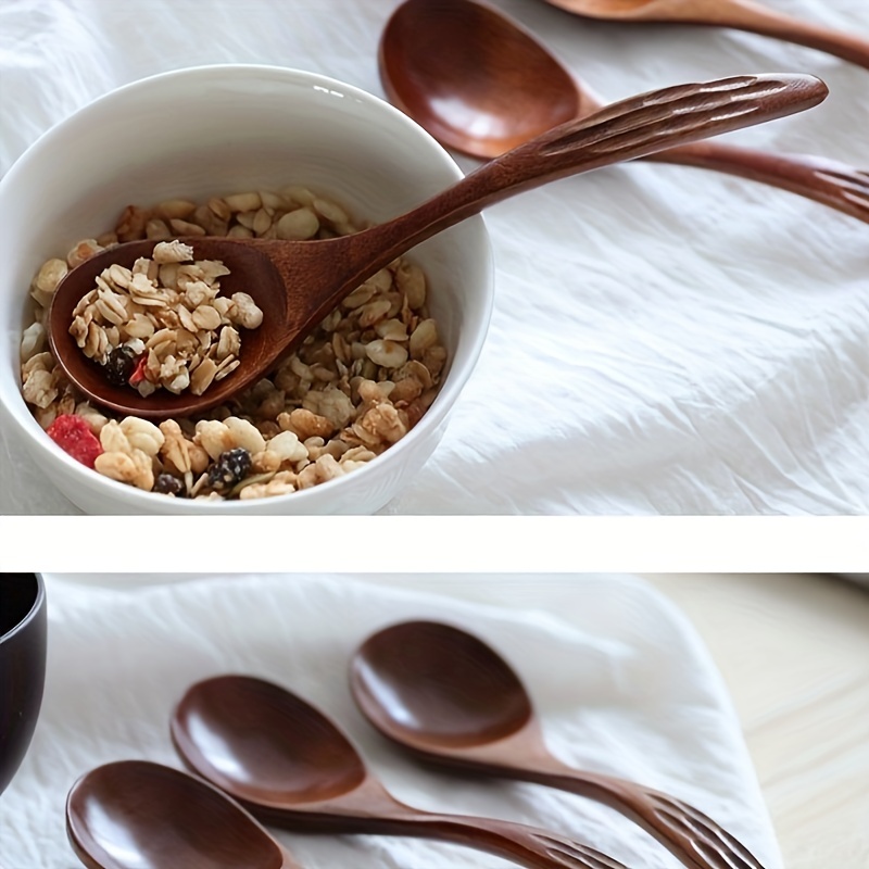 1 5pcs Soup Spoon Wooden Coffee Spoon Simple Milk Spoon - Temu