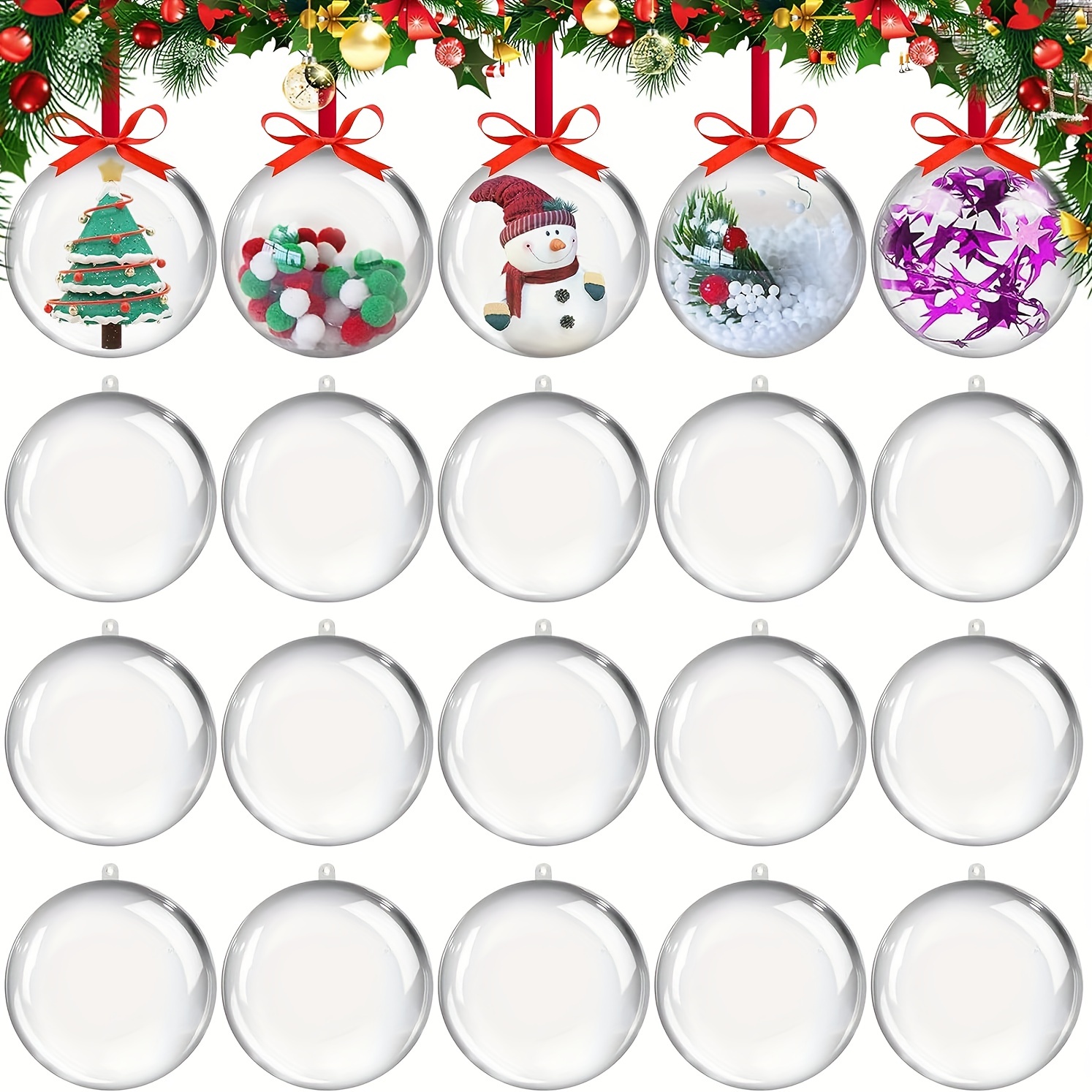 10 Packs Clear Plastic Fillable Ornaments 8cm Christmas - Temu