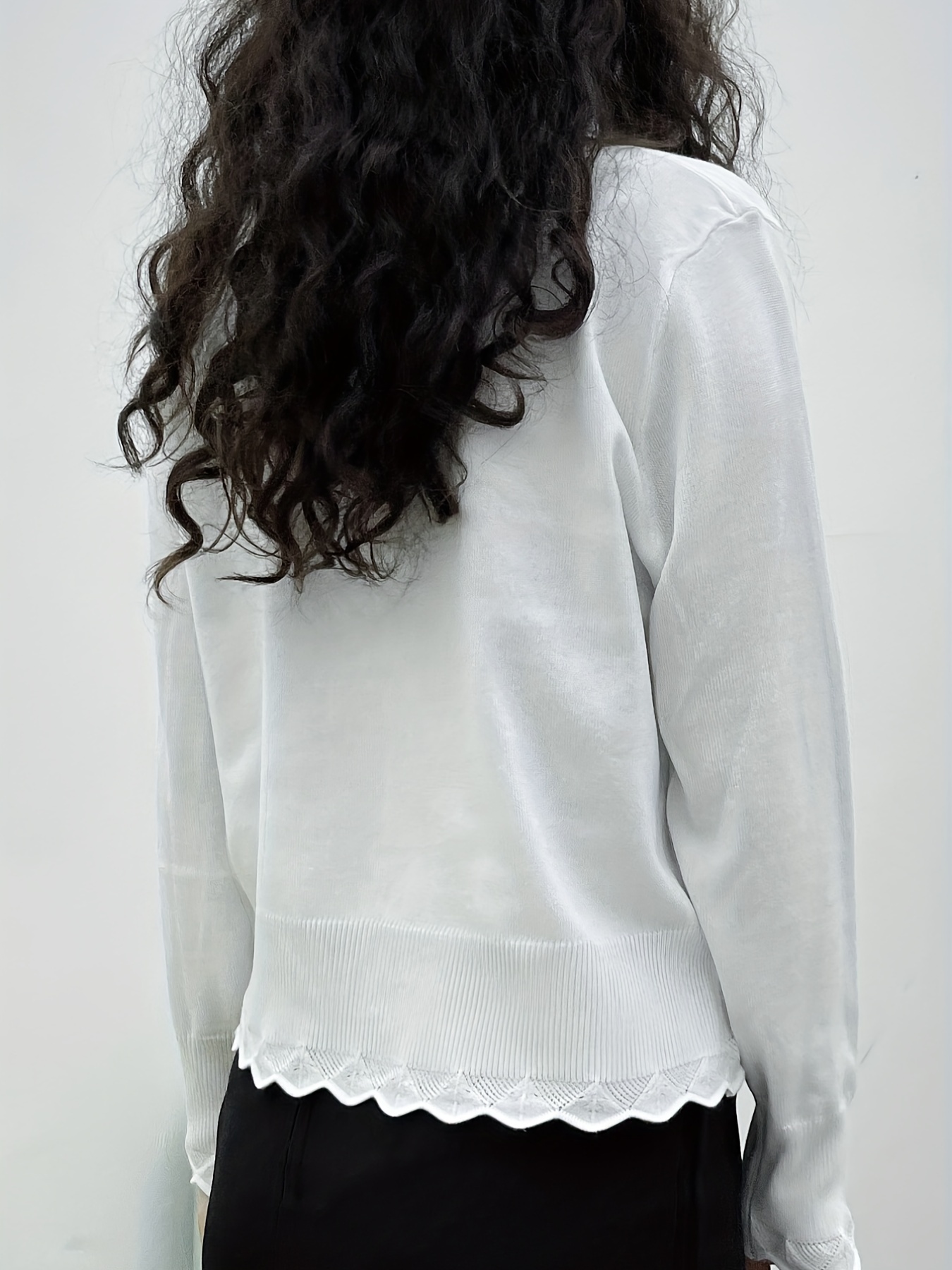 Lace-trimmed Sweater - White - Ladies