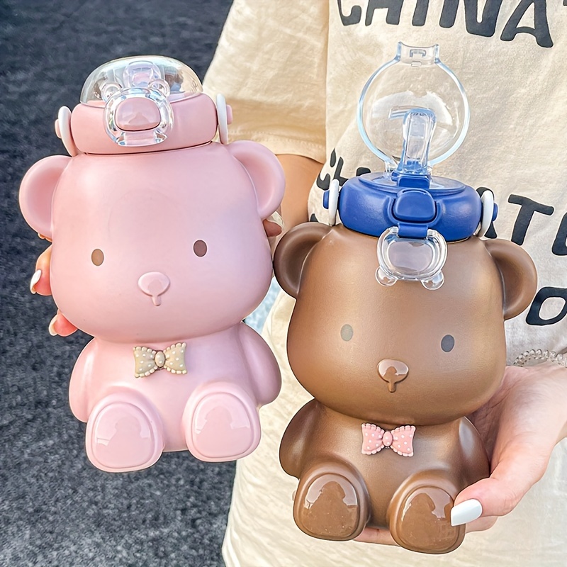 700Ml Cute Astronaut Bear Water Bottle With Straw Summer Large Capacity  Straw Drinking Cup Kawaii Kids Drink Bottle For School