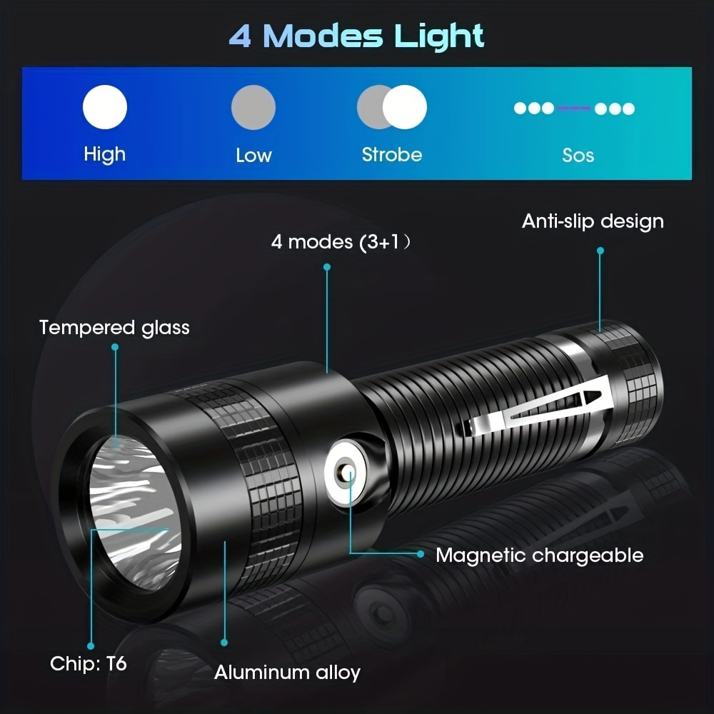 1 Potente Torcia LED Da 1000 W Con Batteria Integrata Da - Temu Italy