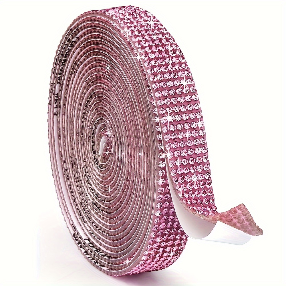 4 Yards Pink Rhinestone Ribbon Roll for Crafts, 1 in Bling Wrap DIY  Decorations Wedding & Event