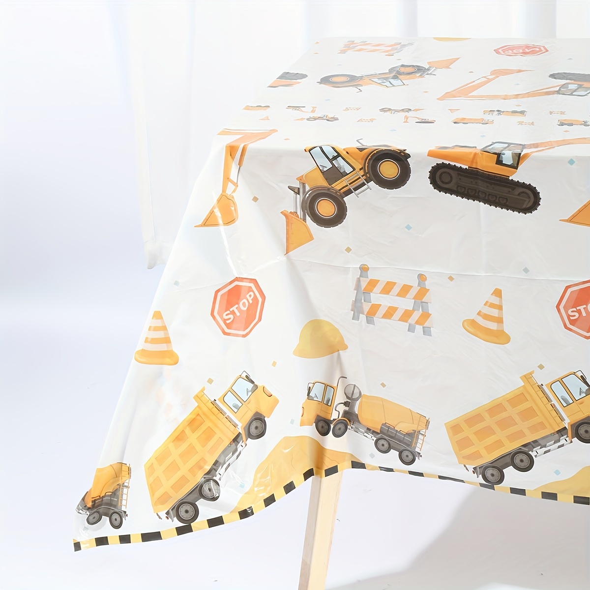 

1pc, Engineering Vehicle Party Tablecloth Excavator Engineering Construction Birthday Party Disposable Tablecloth Photo Background Cloth