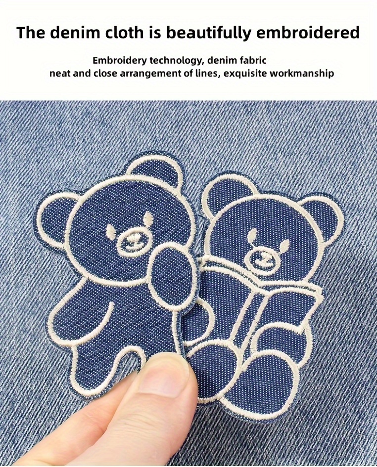 6pcs Little Bear Cartoon Cloth Sticker Self Adhesive Cloth Hole Free Repair  Down Coat Embroidery No Seam Decorative Patch Patch
