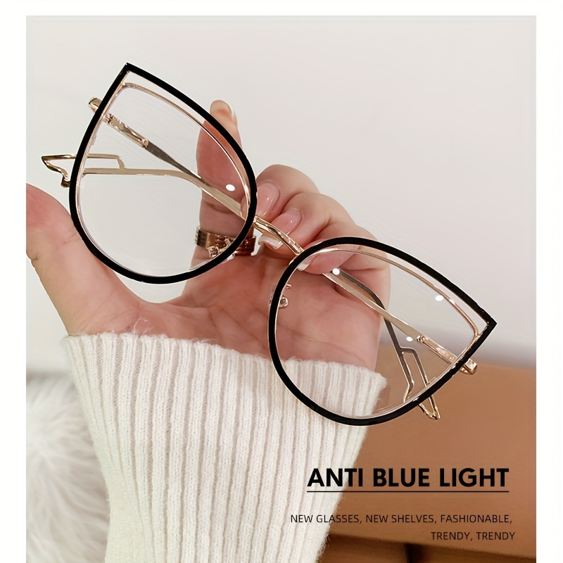 Anti Blue Light Block Glasses Female Clear Lens Alloy Frame Eyepiece Women  Shades Cat Eye Eyewear