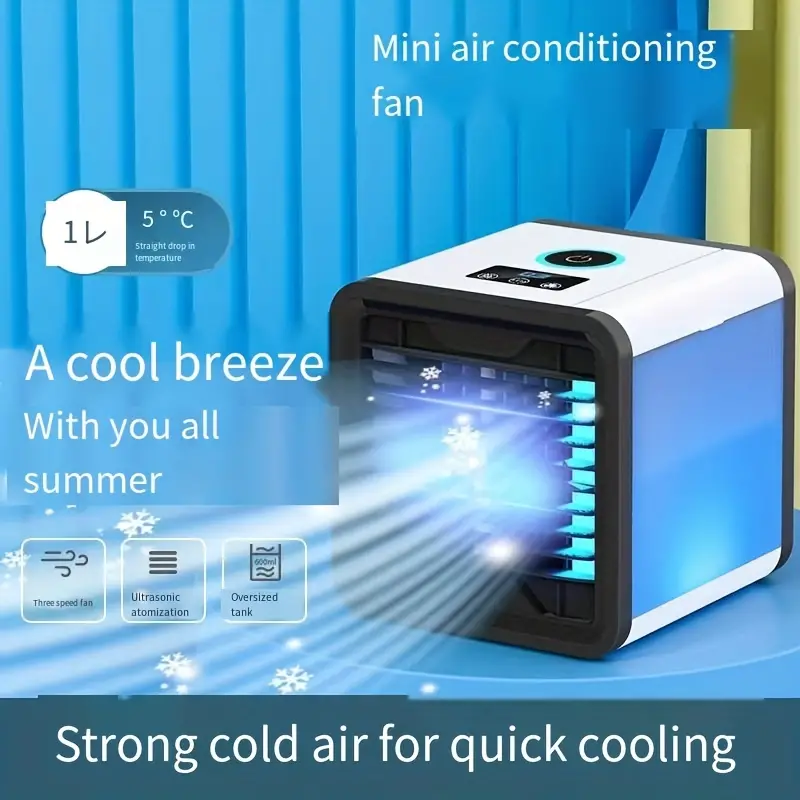 1pc new usb mini air conditioner fan cold air machine cooler home desktop refrigeration small air conditioner mobile humidifier water cooling fan summer  office  details 8
