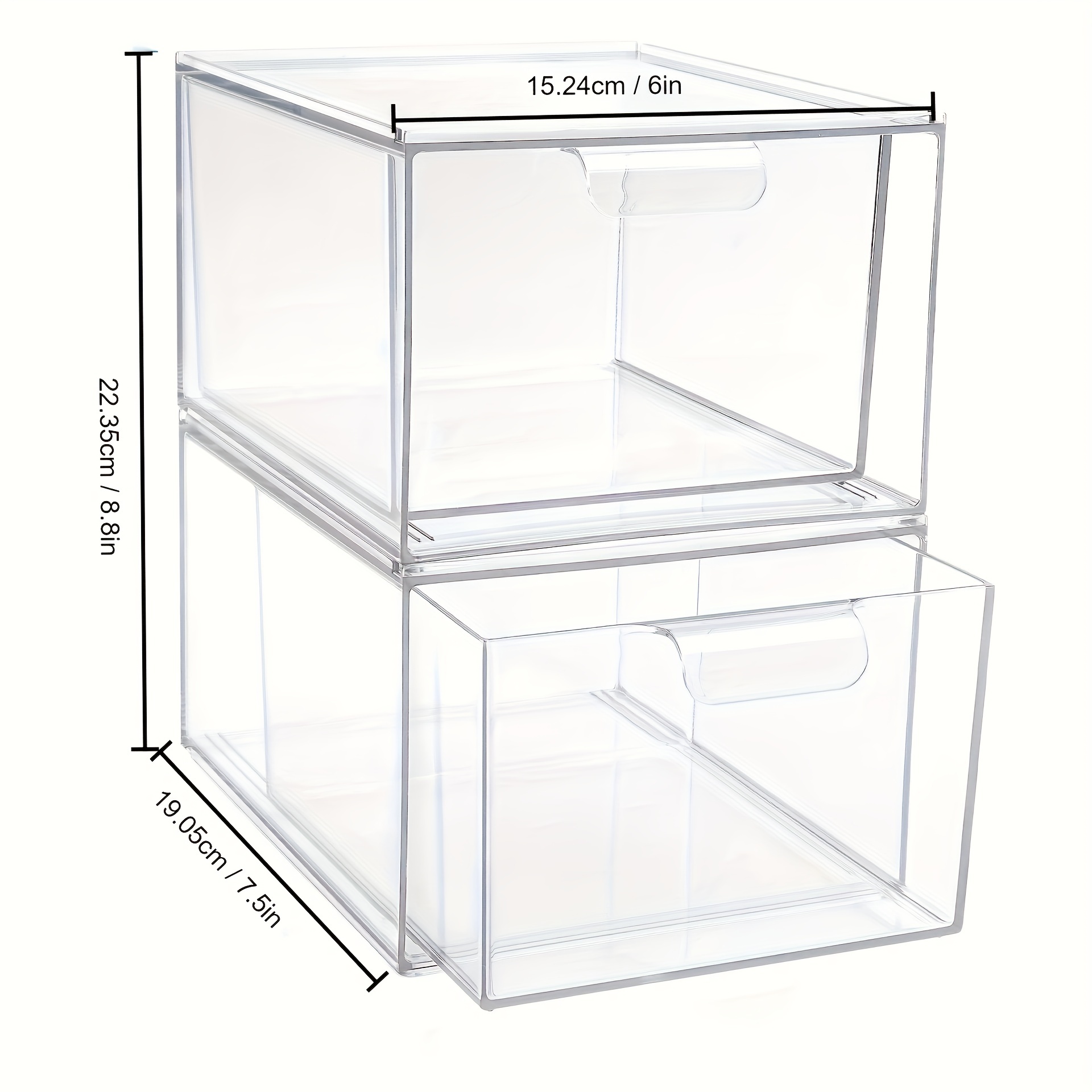 Organizador de almacenamiento de maquillaje transparente, cajones grandes  de acrílico, estuche de exhibición de cosméticos, caja de almacenamiento