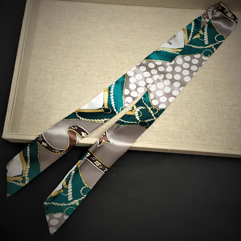 Skinny Scarf + Hair Tie : Green Long Ribbon Neckerchief Elegant Twilly Scarf  Decorative Wrist Wraps Hair Ribbon - Temu