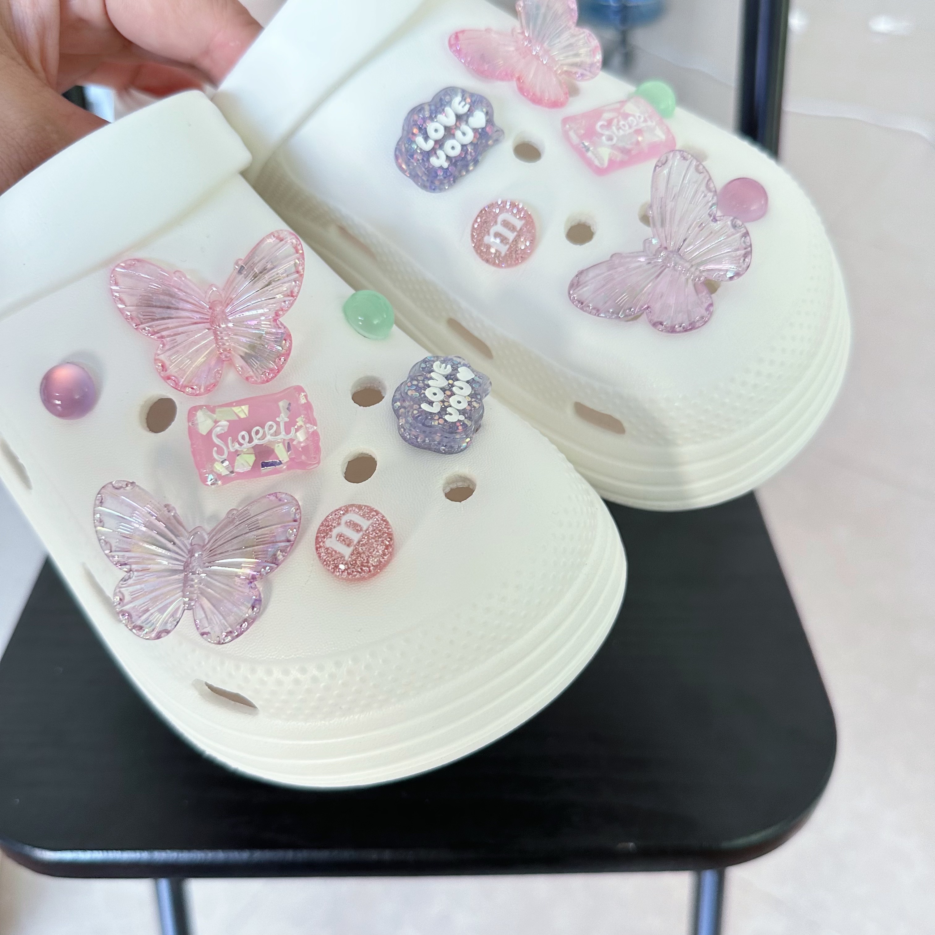 Pink Butterfly Bling Crocs Footwear - CrocsBox