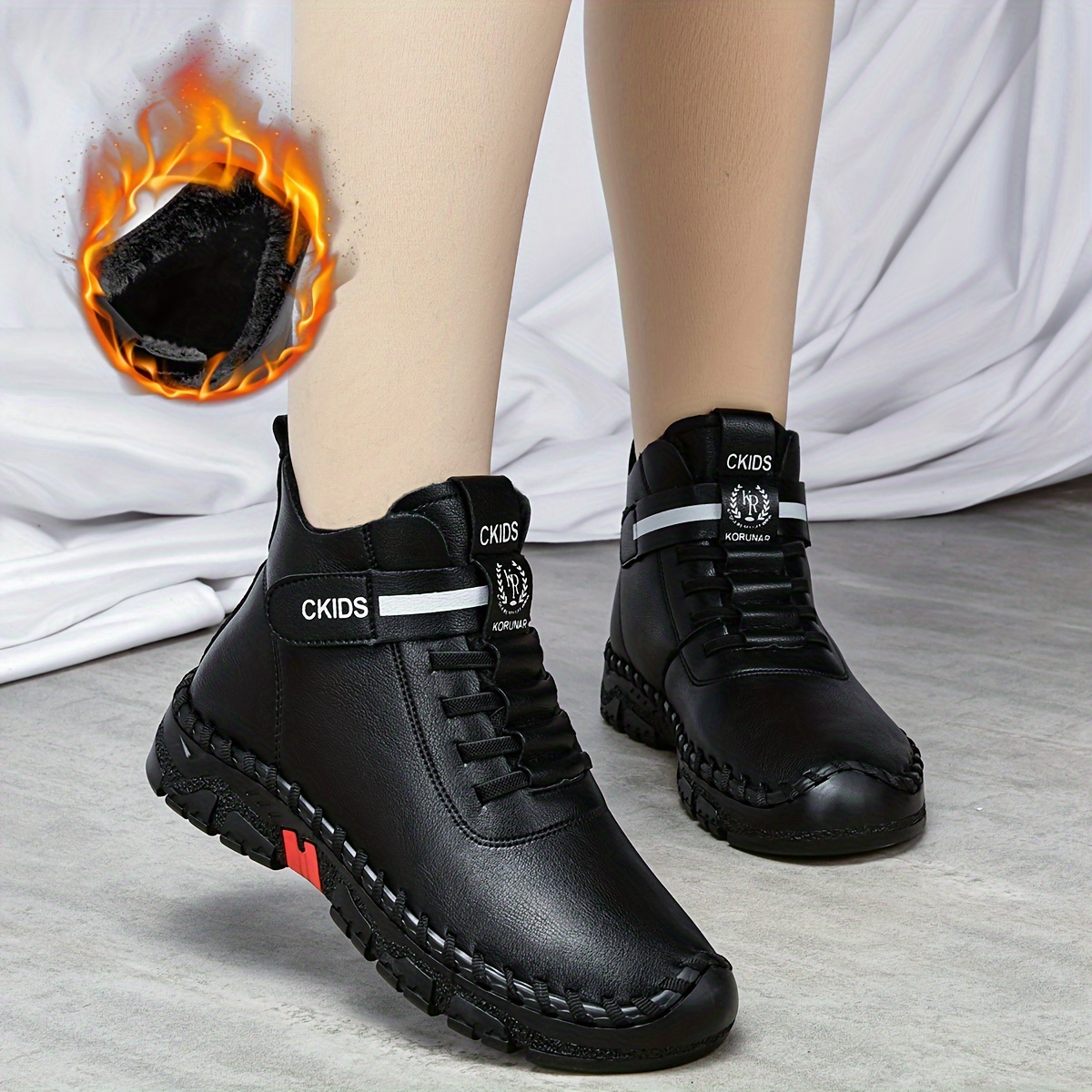 Women's Winter Warm High-Top Ankle Boots with Lined Collar