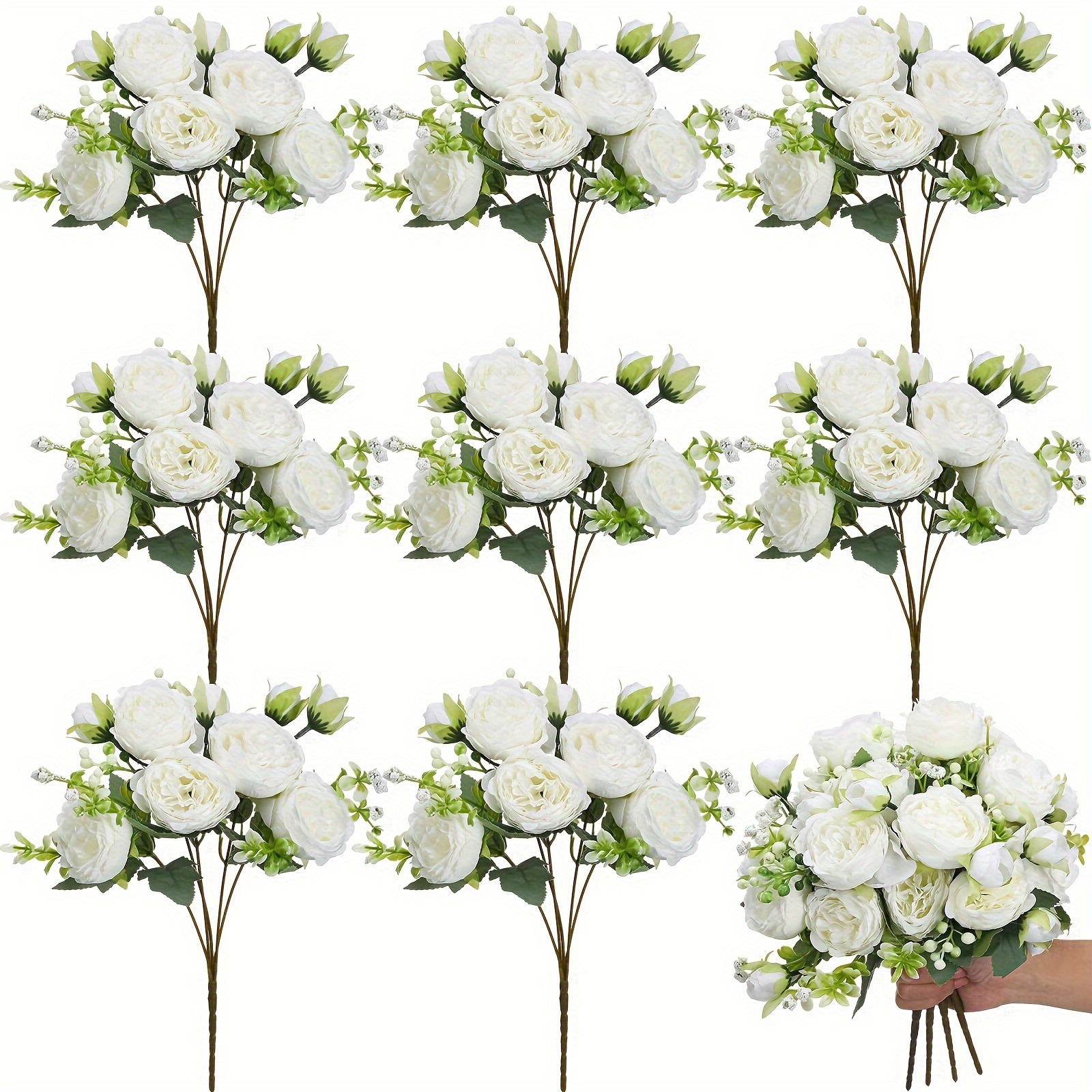 

4pcs Spring Festival Artificial Peony Bouquet, White Flower Bouquet Balls Used For Decorating Vases, Flower Arrangements, Wedding Homes, Parties, Dining Tables, Center Decorations