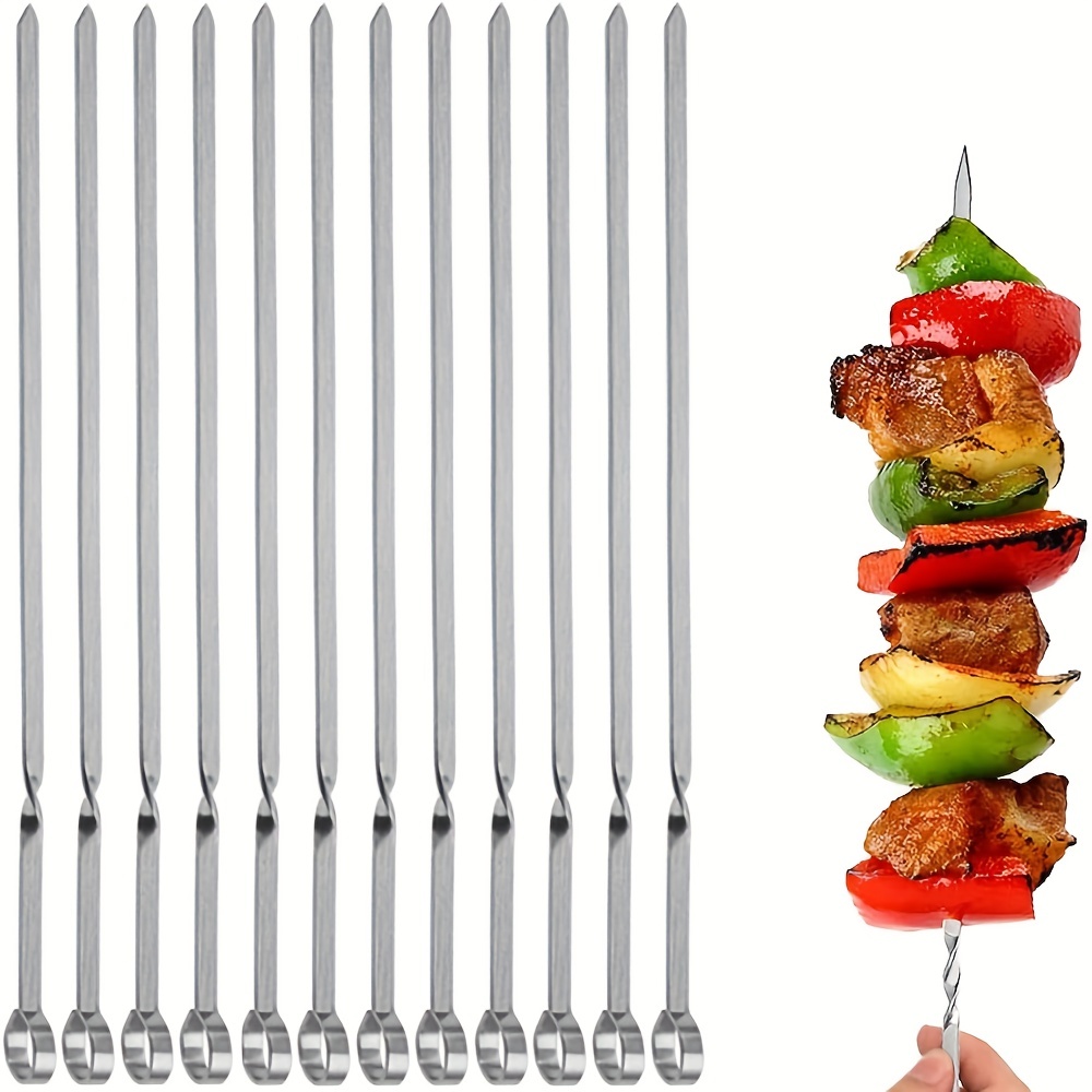 Double Skewers 2 Stainless Steel Skewers For Bbq Grilling - Temu