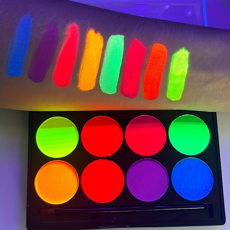 12 Colors Uv Glow Neon Face Body Painting Palette With 10 - Temu
