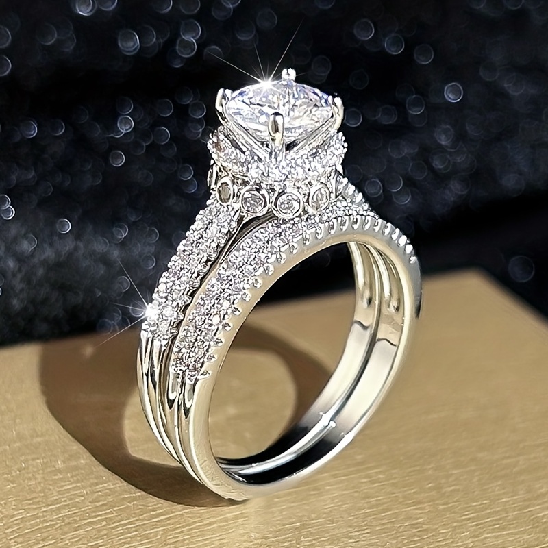 Luxury Zircon Engagement Ring & Necklace Jewelry Set For Wedding Bridal  Jewelry Women's Gift - Temu