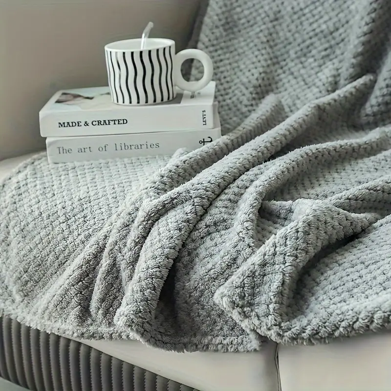 Solid Color Wool Throw Blanket Sofa Plush Blanket Soft And - Temu