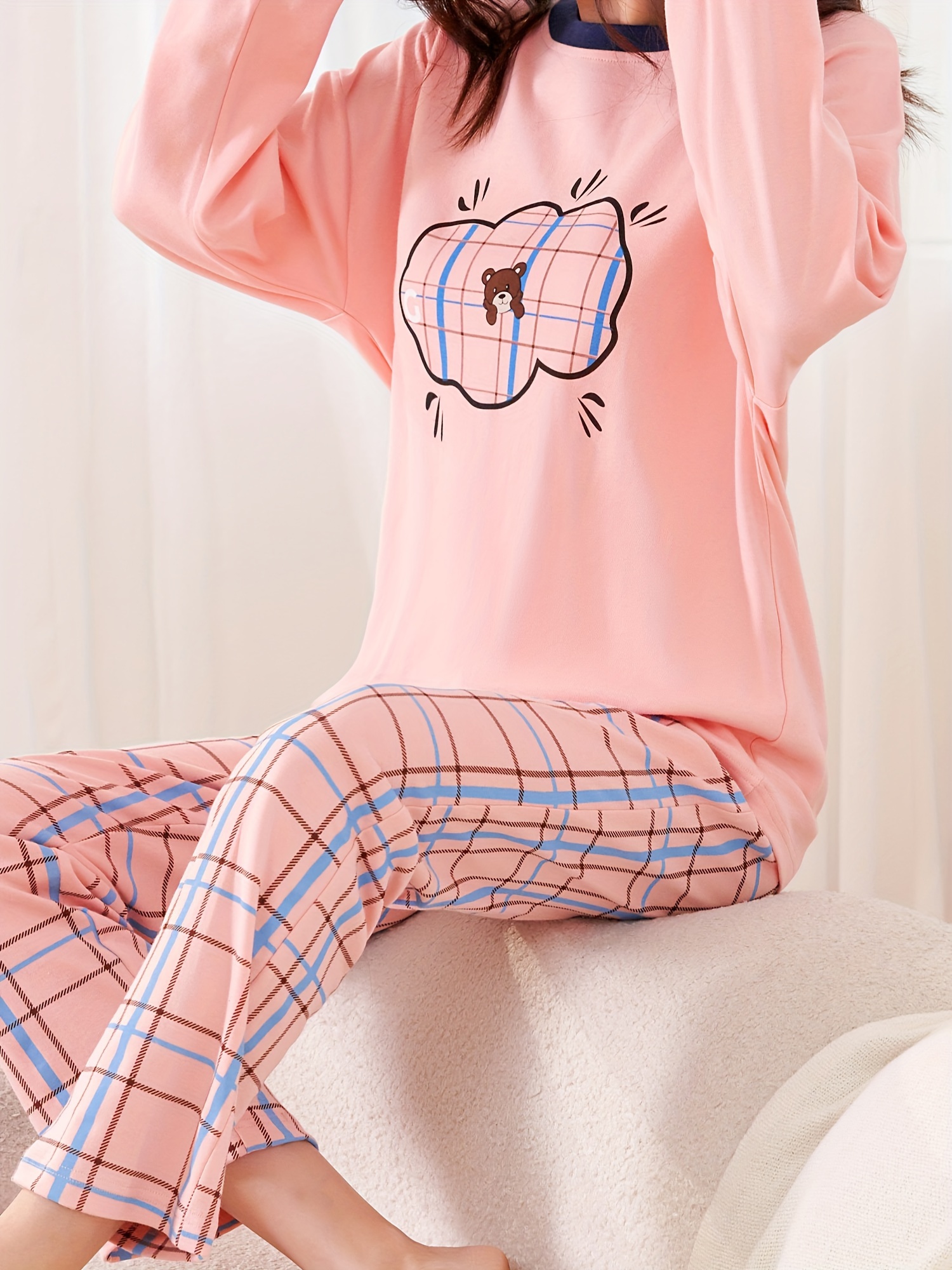 Conjunto Pijama Estampado Oso Dibujos Animados Linda Blusa - Temu