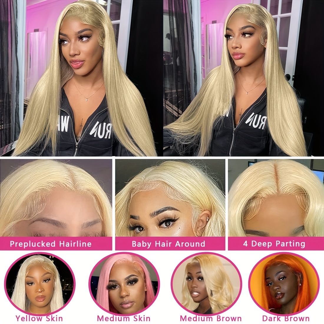 180 Density 613 Blonde Straight 13 4 Lace Front Wig Temu