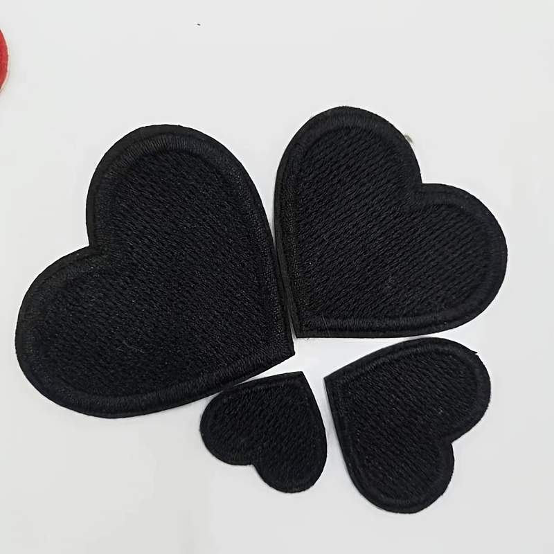 5 Small Size Black Love Heart Patches Iron Sew on Badges Embroidered Badge  Patch 