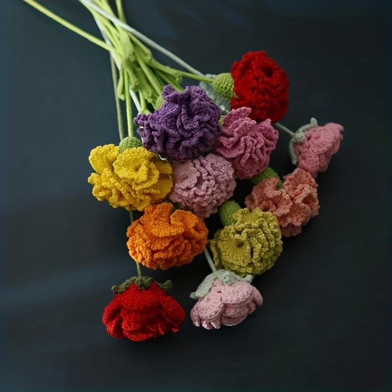 Handmade Knitted Yarn Artificial Flower Bouquet Fabric - Temu