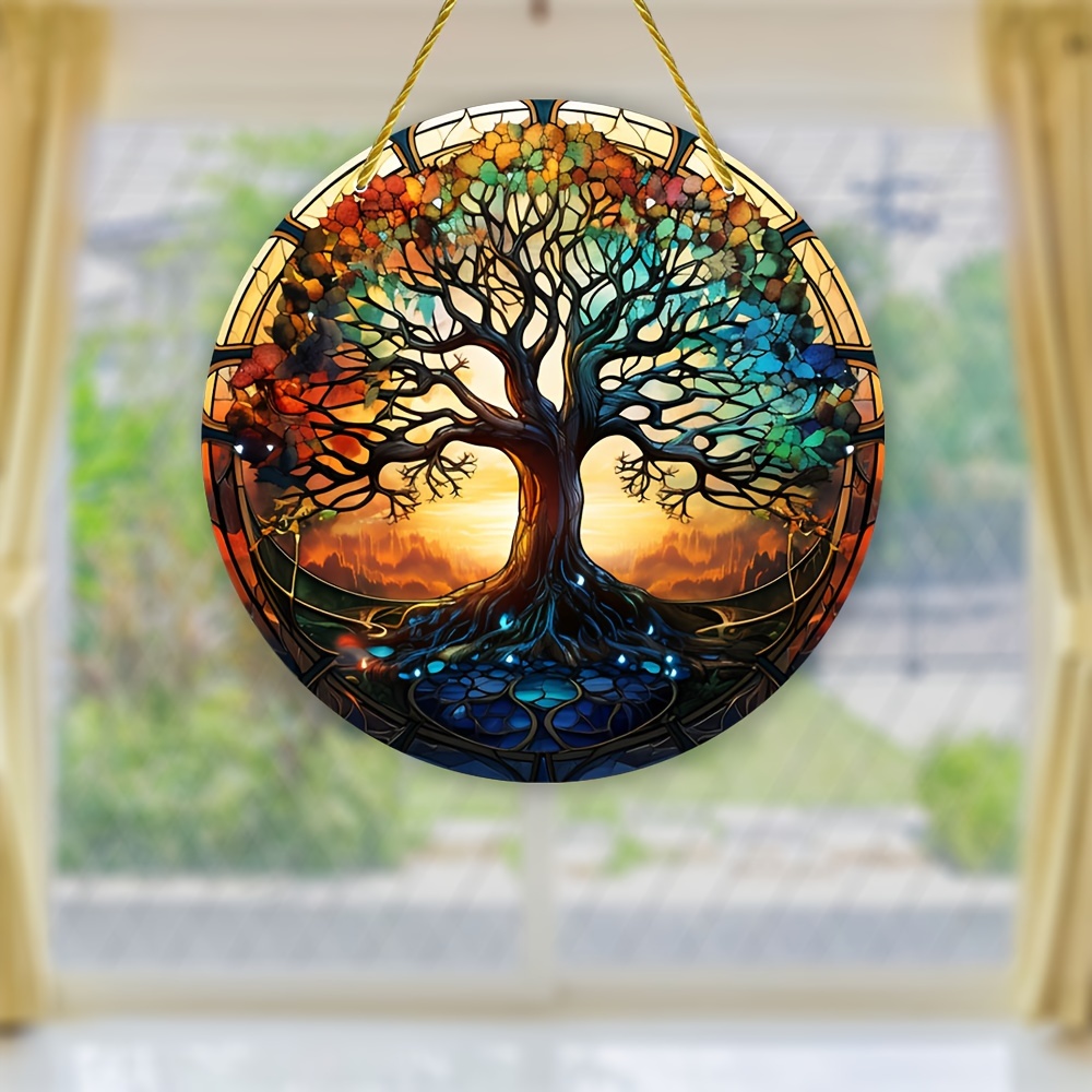 Stained Glass Panel - The Tree of Life Stained Glass Window Hangings - Art  Glass Window Treatments