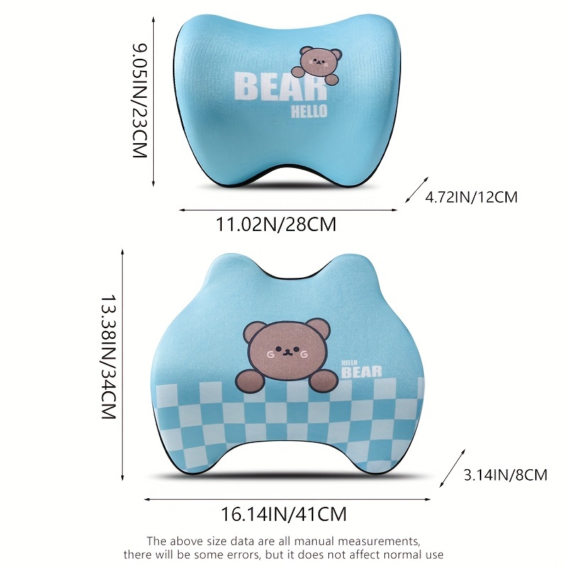 Memory Foam Cartoon Bear Car Neck Pillow,waist Cushion Neck Protection  Pillow For Driving, Auto Headrest Pillow For Longer And Comfortable Sitting  - Temu