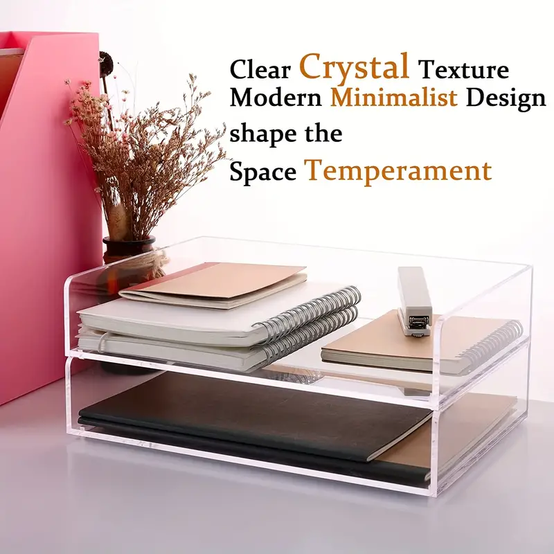 Paper Organizer Tray 2 tier Clear Acrylic Desk Organizer - Temu