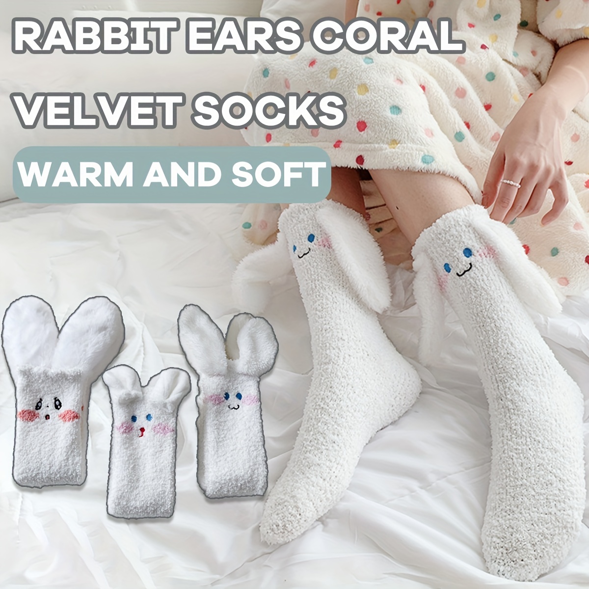 Women's Winter Fuzzy Socks With Rabbit Ear Super Soft - Temu
