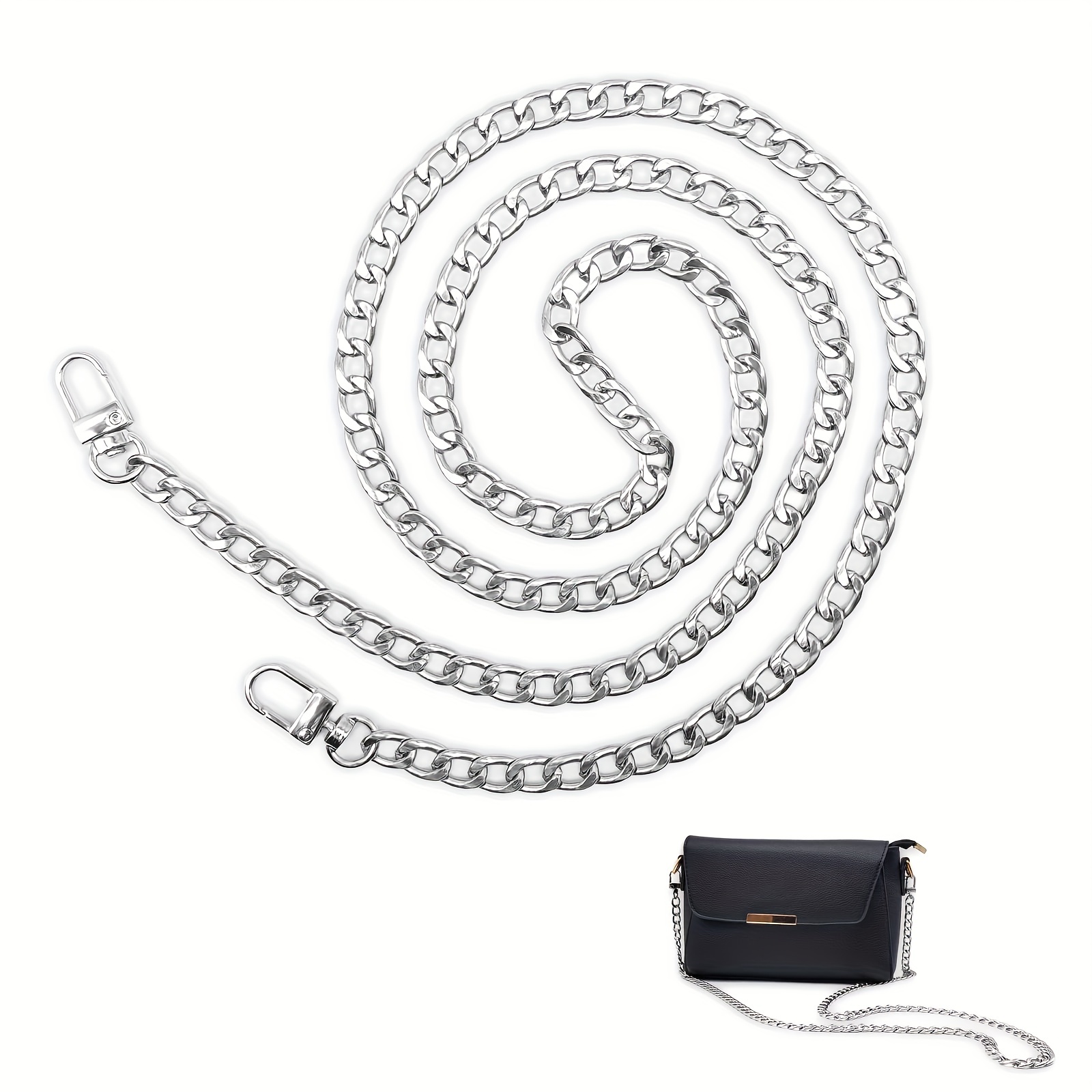 Silver Bag Chain Silver Bag Chain Strap Silver Chain Handbag - Temu