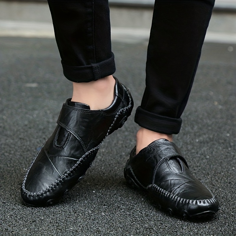  Men's Casual Shoes Business Slip-On Fashion Leather Loafers  Comfortable Walking Driving Luxury Men's Work Office Formal Wear Outdoor  Breathable Sneakers (Color : Black, Size : 6.5)