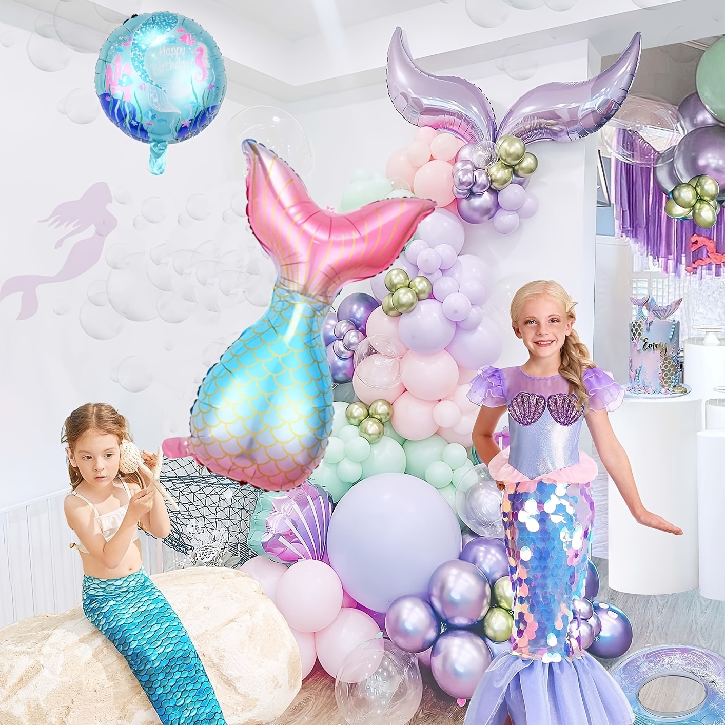 Mermaid Balloon Garland Arch Kit, Mermaid Birthday Party Supplies